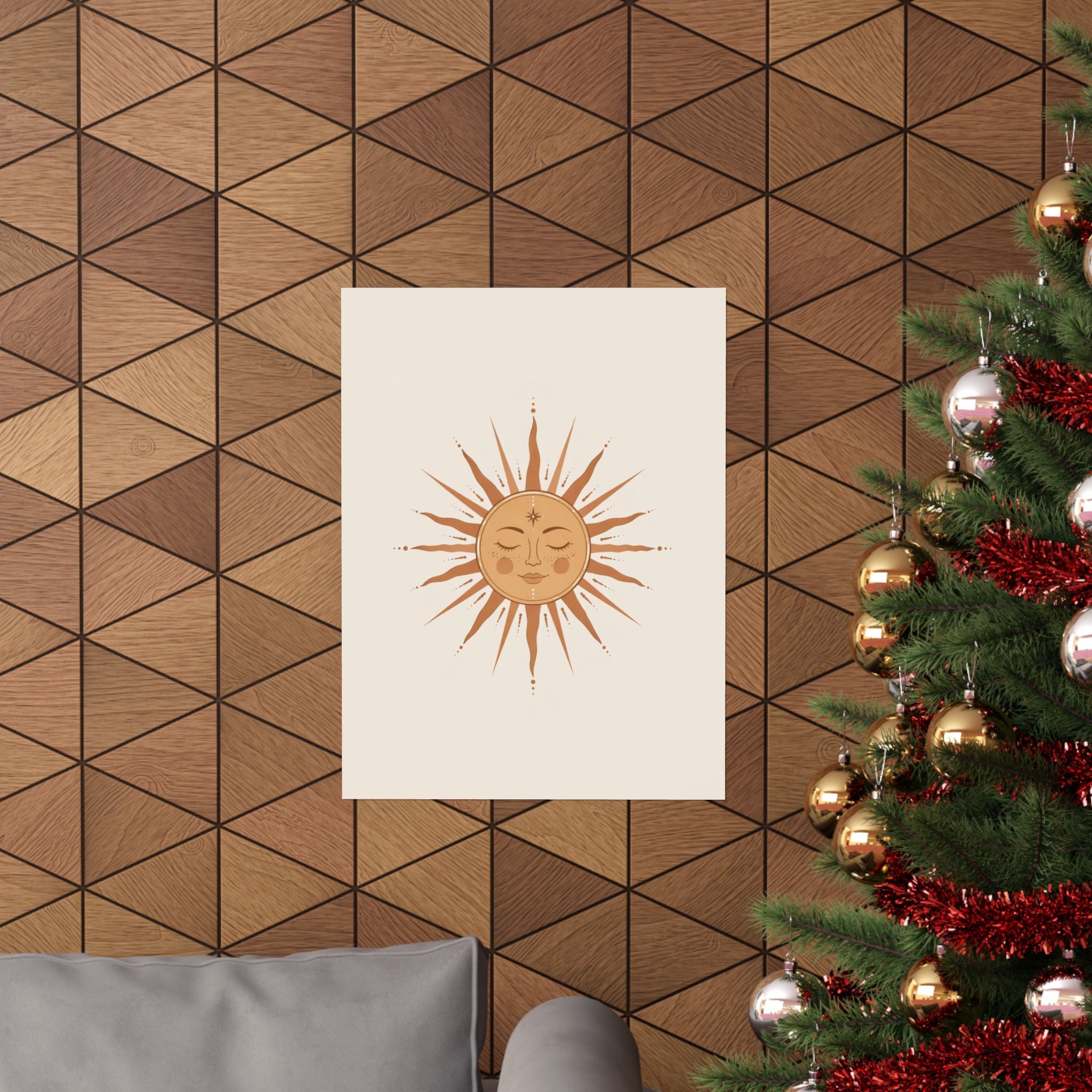 Boho Sun Face Matte Vertical Poster | Celestial Wall Art, Neutral Decor