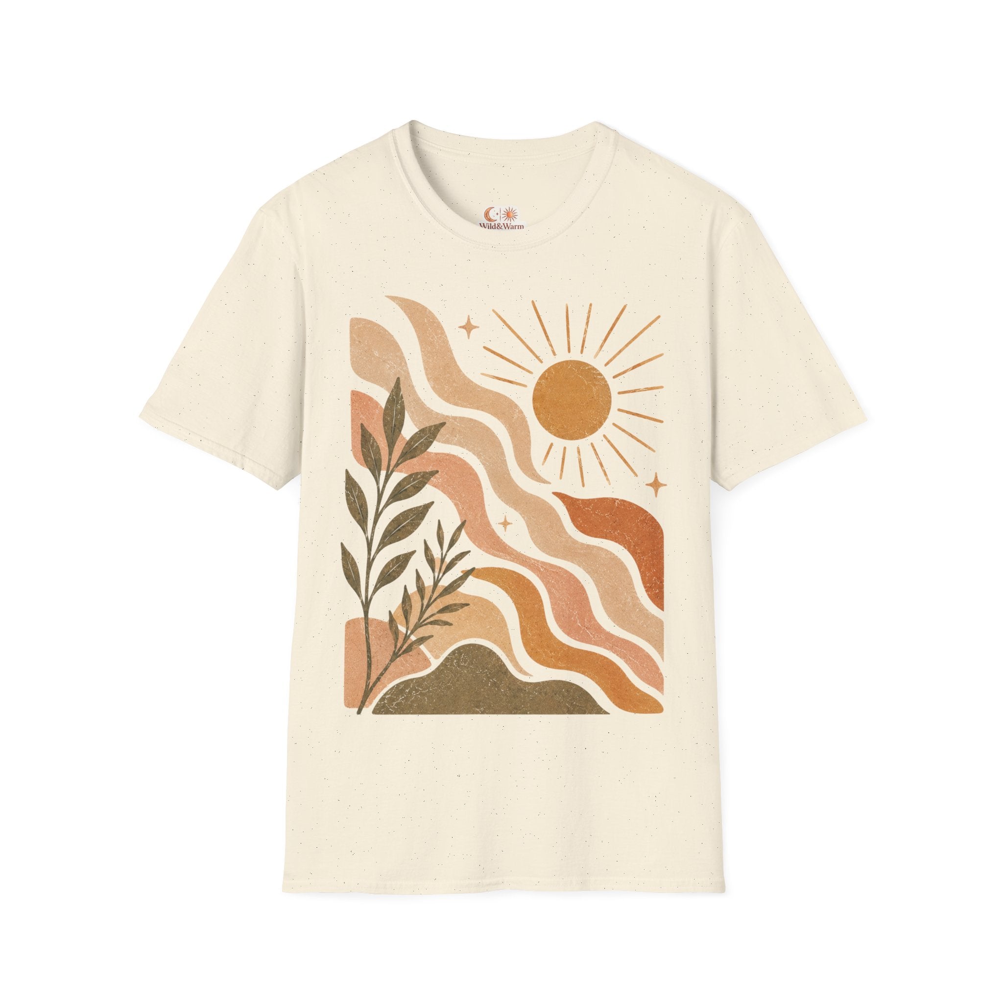 Retro Desert Sun T-Shirt — Boho Wavy Landscape Tee