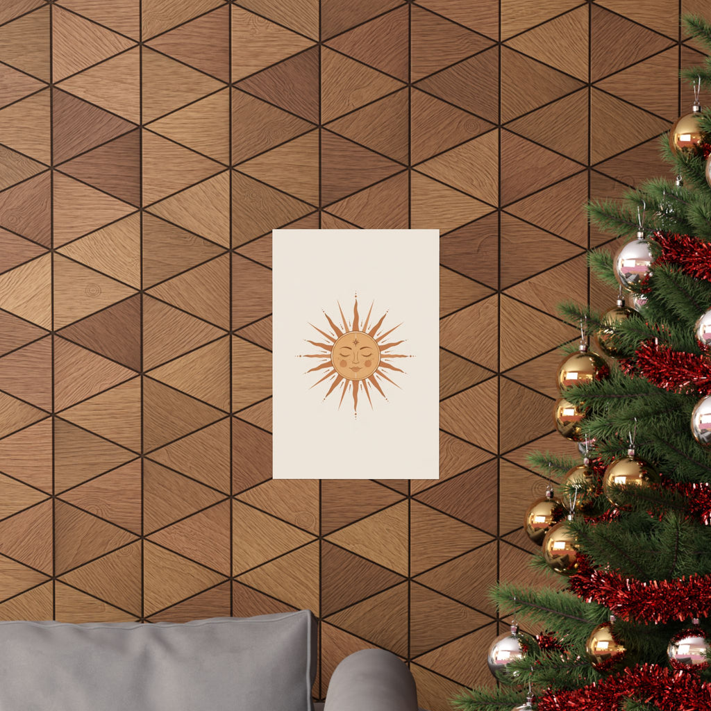 Boho Sun Face Matte Vertical Poster | Celestial Wall Art, Neutral Decor