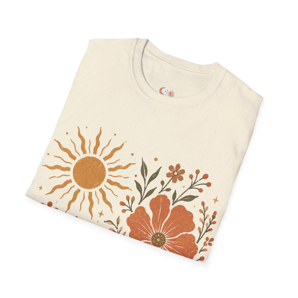 Retro Floral Sun T-Shirt — Boho Vintage Flower Graphic Tee
