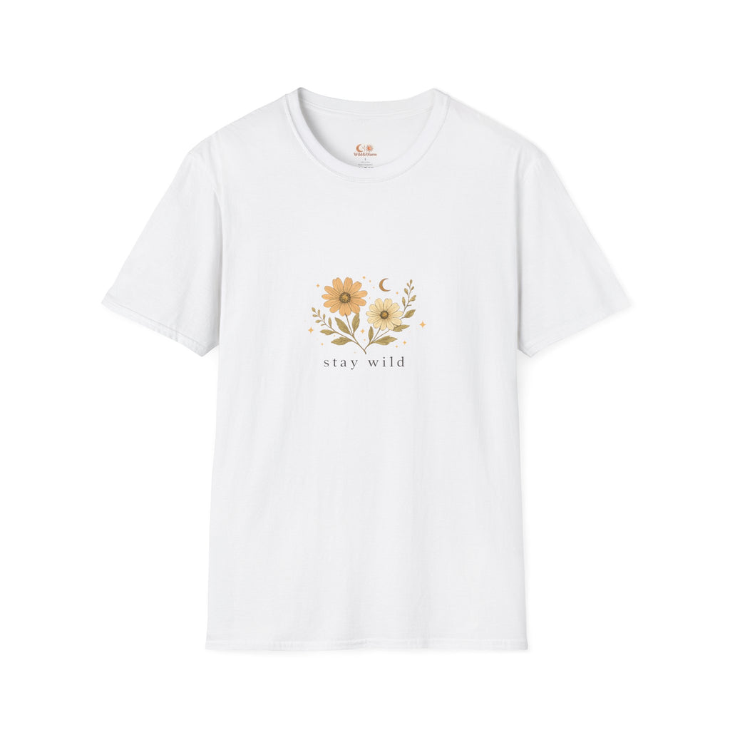 Stay Wild Floral T‑Shirt — Minimal Sunflower Graphic Tee