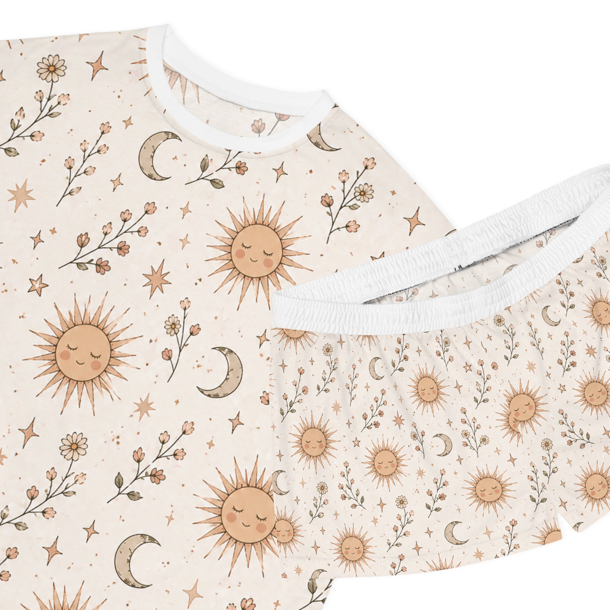 Sun & Moon Floral Women's Pajama Set — Cozy Celestial Sleepwear