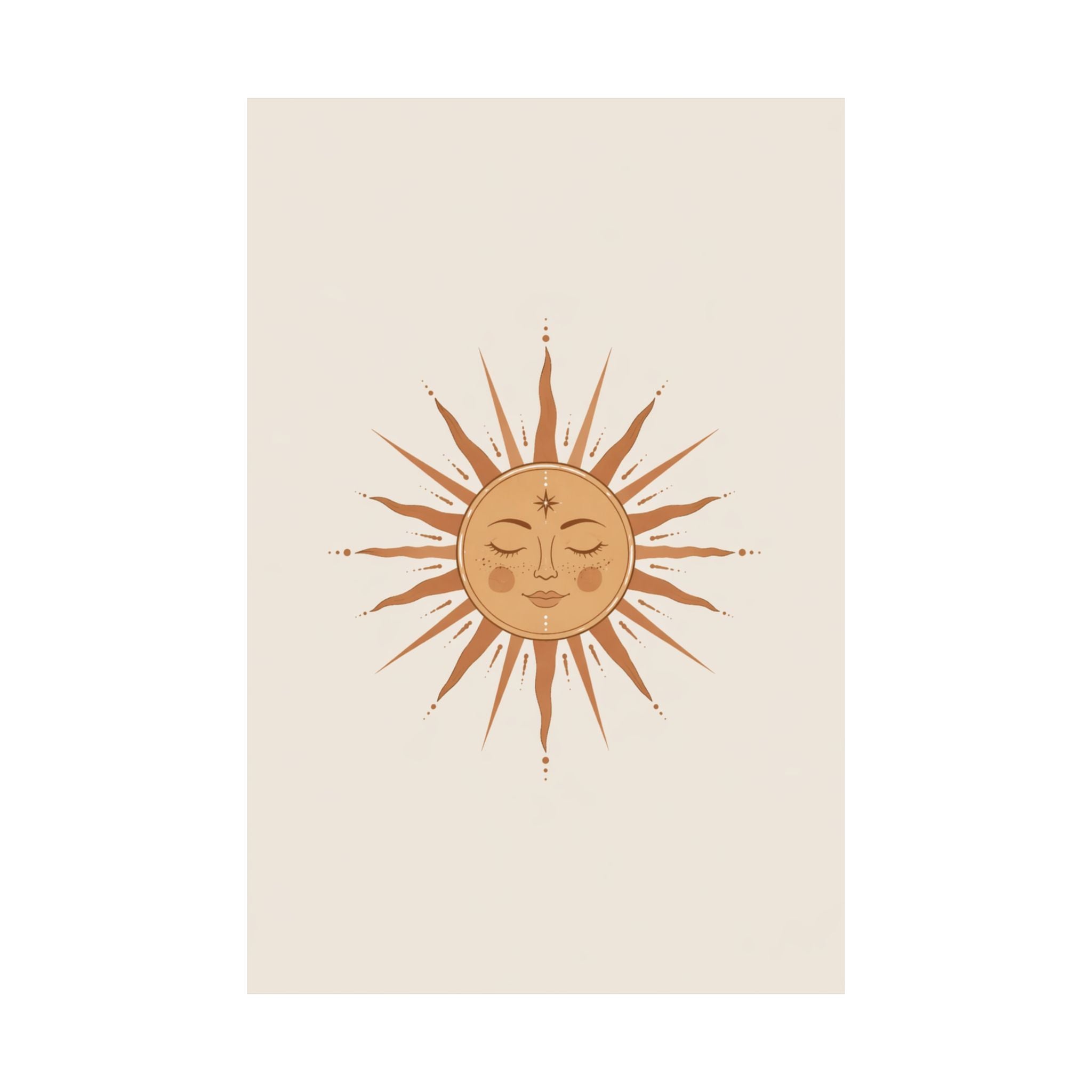 Boho Sun Face Matte Vertical Poster | Celestial Wall Art, Neutral Decor