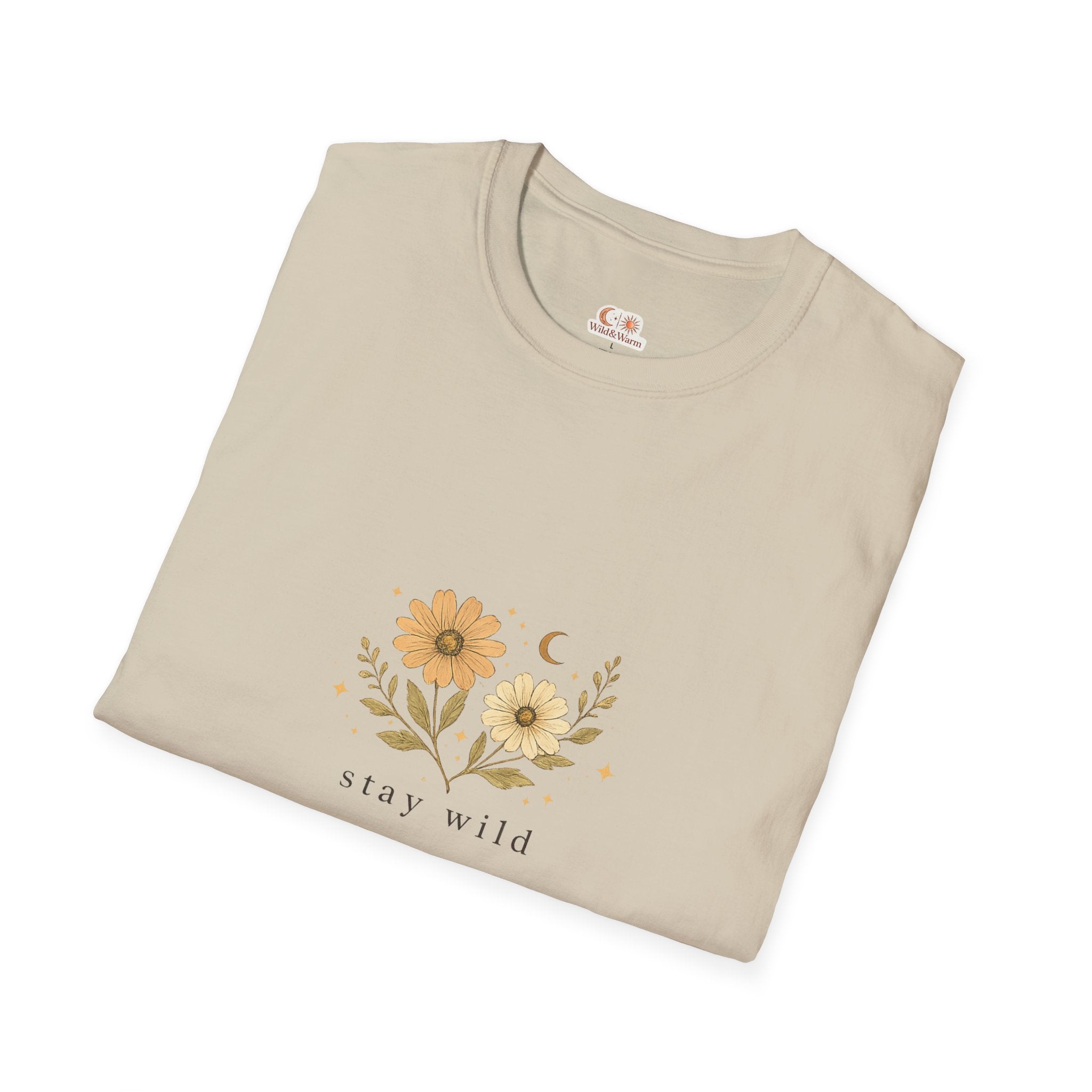 Stay Wild Floral T‑Shirt — Minimal Sunflower Graphic Tee
