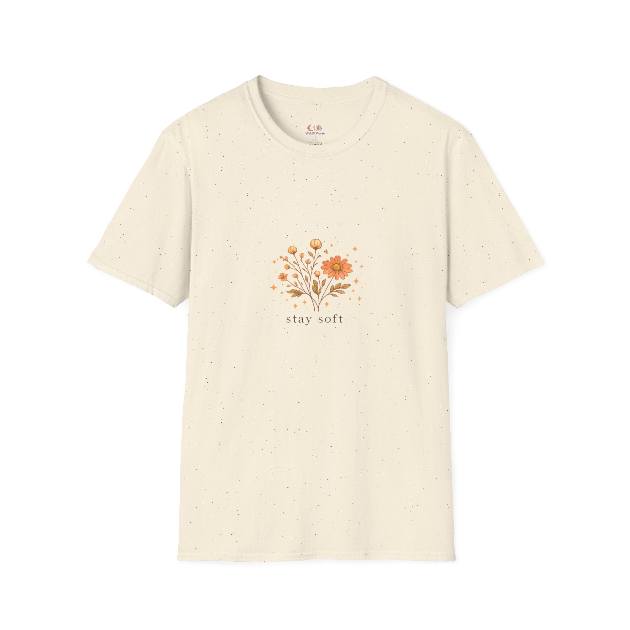 Stay Soft Floral T-Shirt — Minimal Boho Flower Graphic Tee