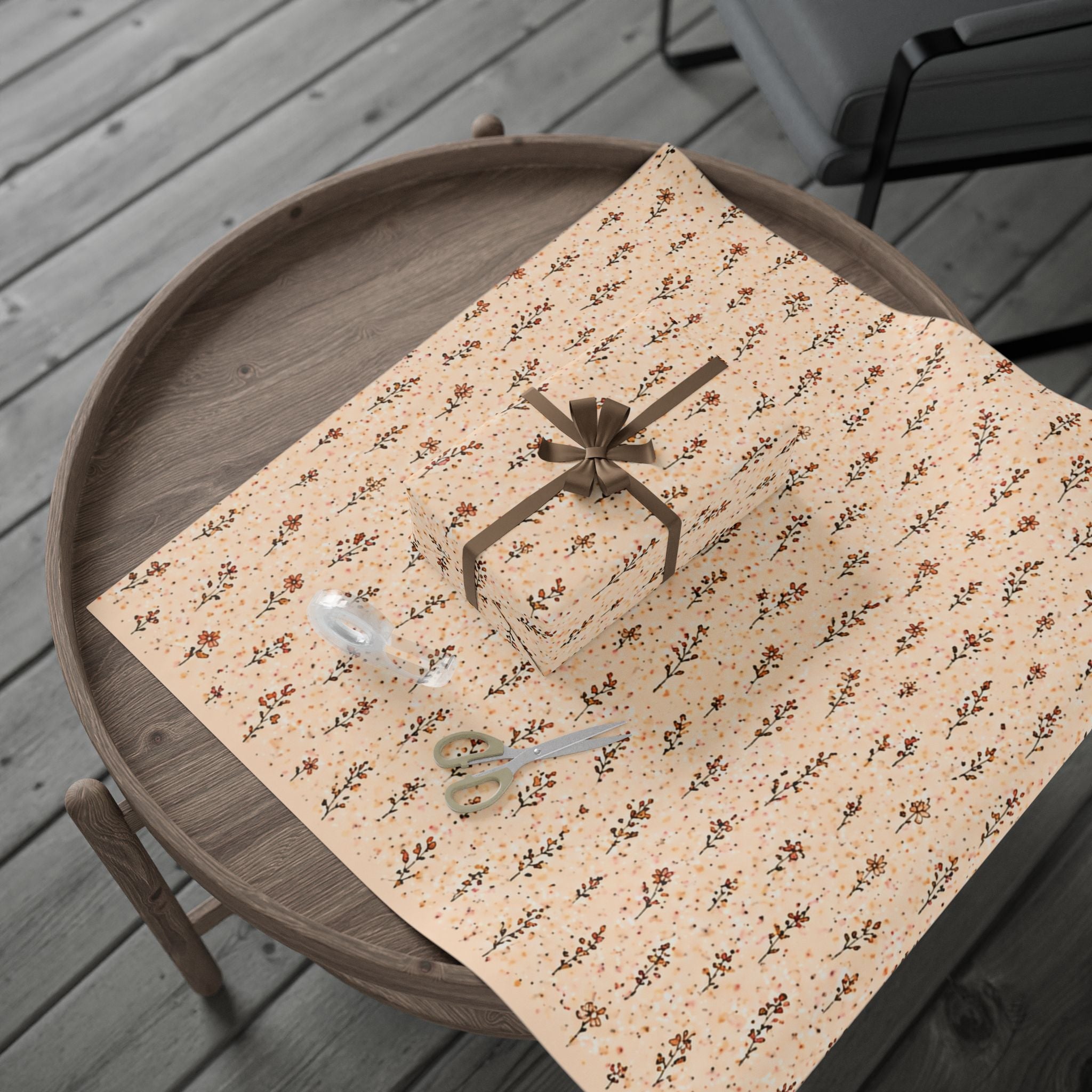 Geschenkpapier mit kleinen Wildblumen | Florale Geschenkrolle, Pfirsich Botanical Print