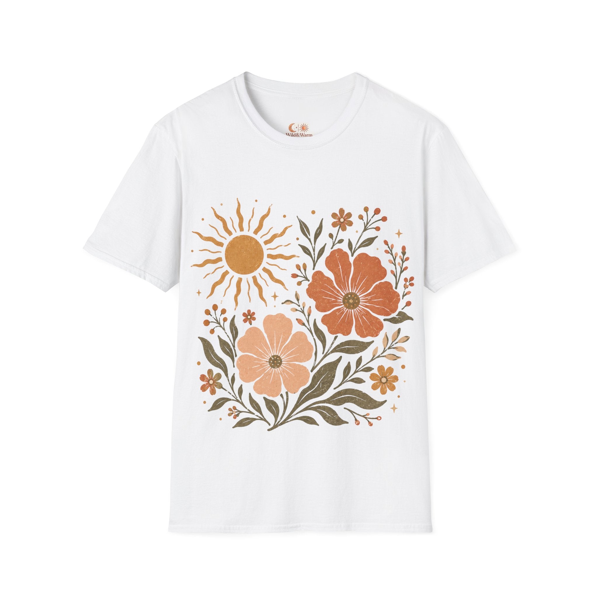 Retro Floral Sun T-Shirt — Boho Vintage Flower Graphic Tee