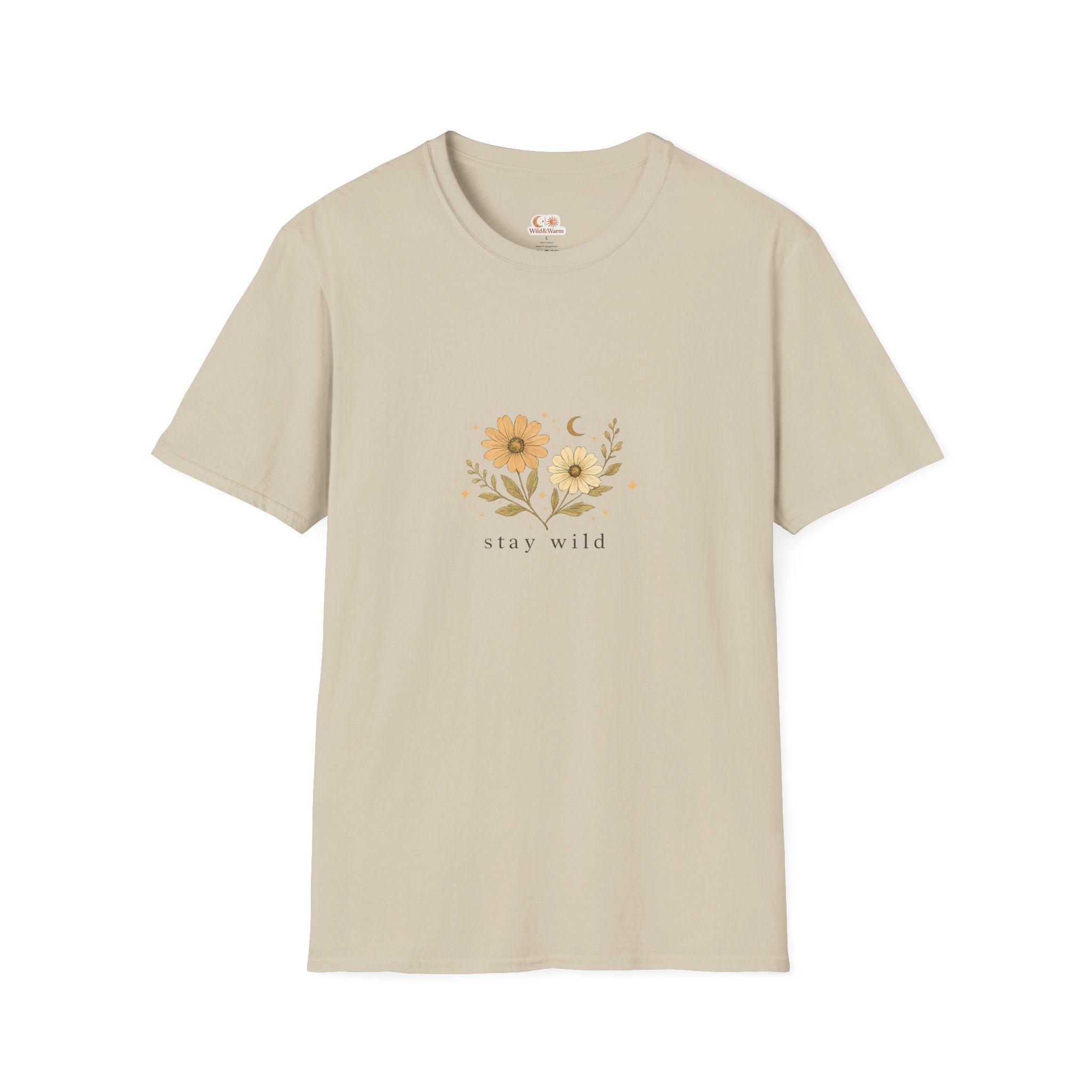 Stay Wild Floral T‑Shirt — Minimal Sunflower Graphic Tee
