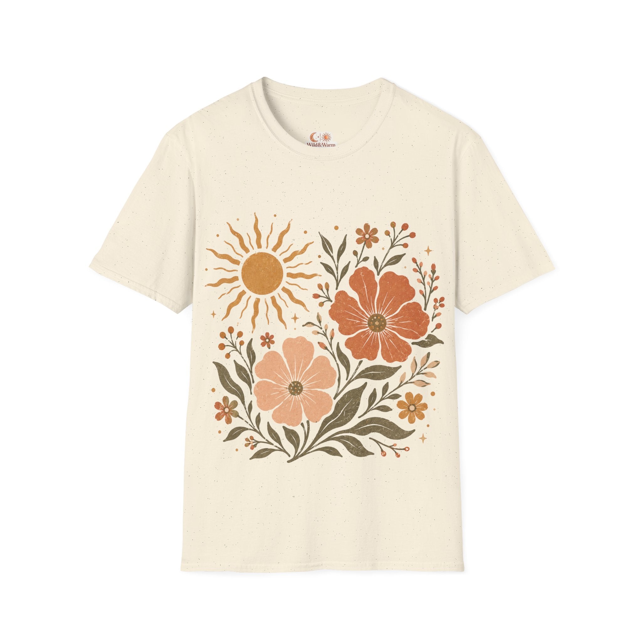 Retro Floral Sun T-Shirt — Boho Vintage Flower Graphic Tee