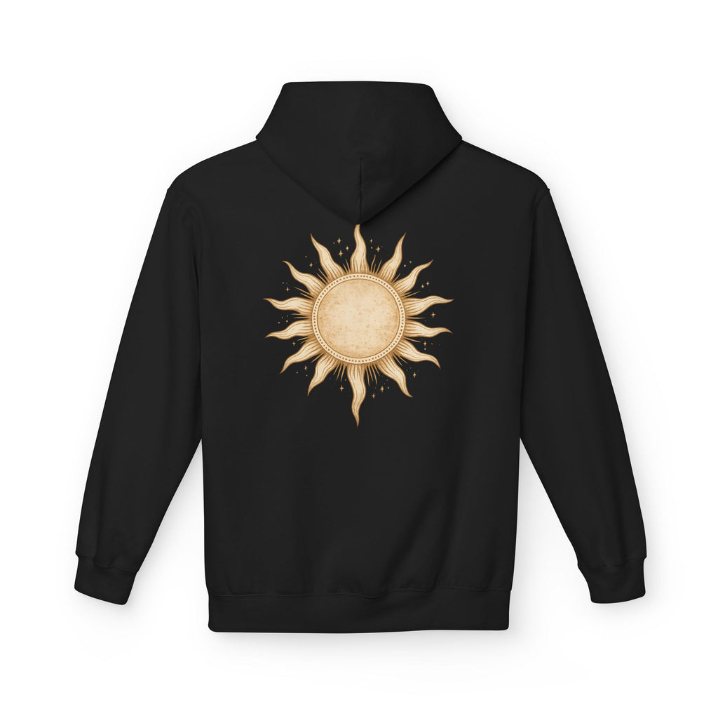Vintage Sun Illustration Hoodie | Hand-Drawn Celestial Sunback Design