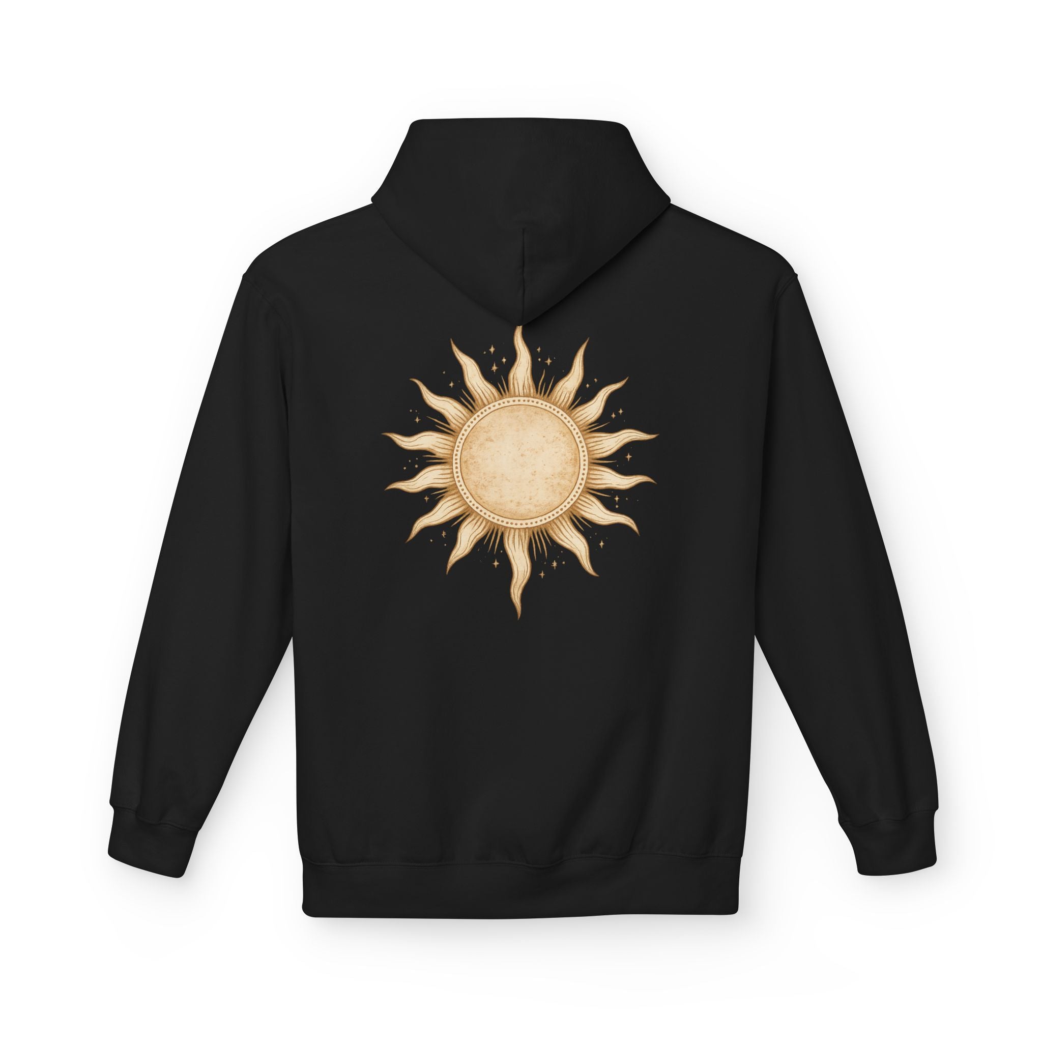 Vintage Sun Illustration Hoodie | Hand-Drawn Celestial Sunback Design