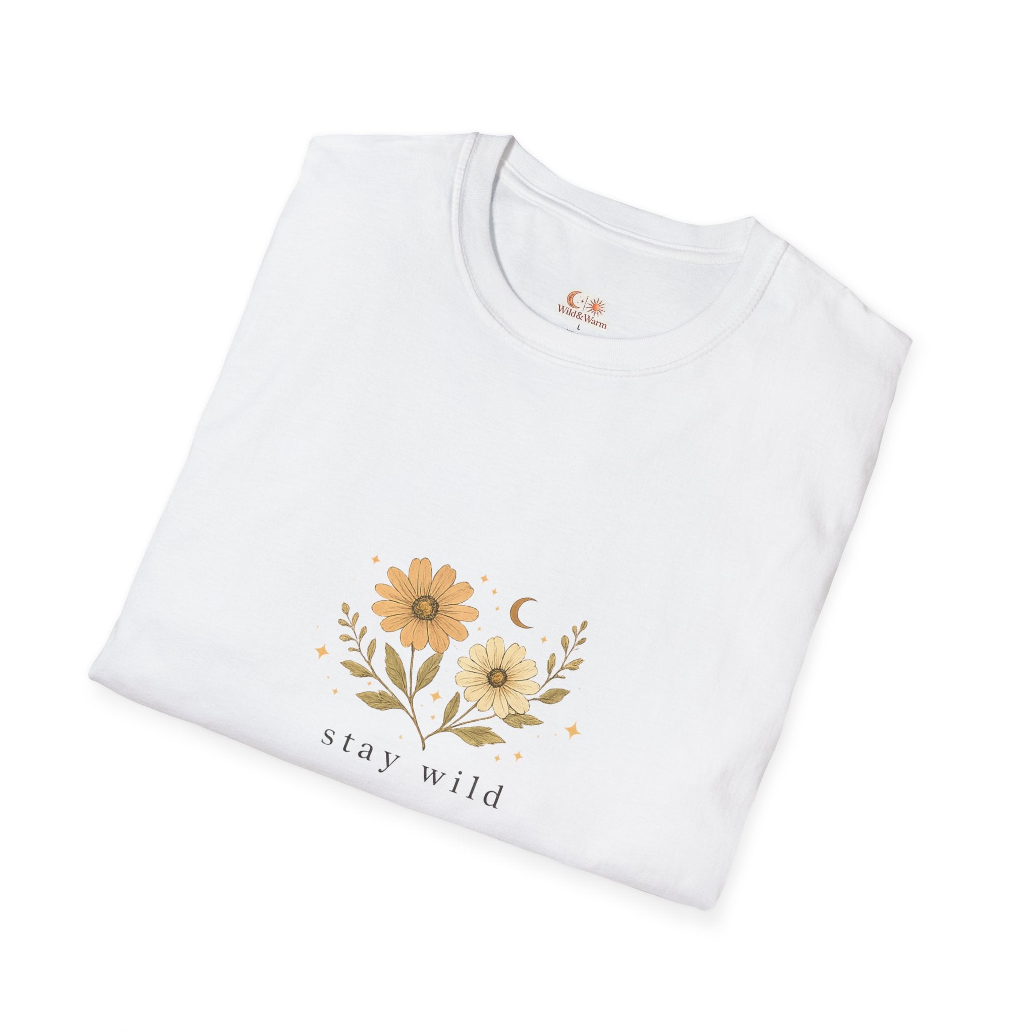 Stay Wild Floral T‑Shirt — Minimal Sunflower Graphic Tee