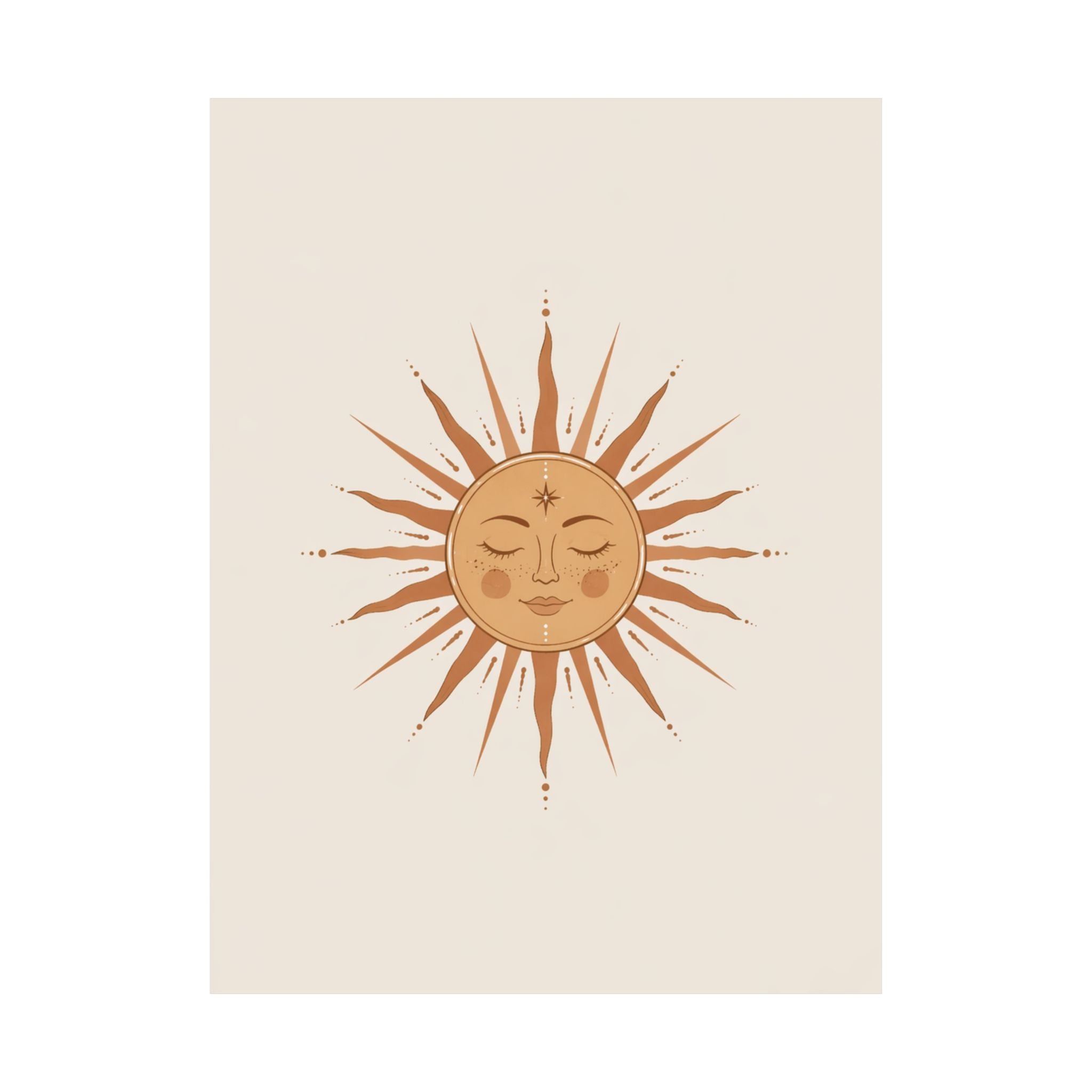 Boho Sun Face Matte Vertical Poster | Celestial Wall Art, Neutral Decor