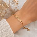 Engraved Name Bar Bracelet with Heart | Personalized Bracelet, Gift for Girlfriend, Mom