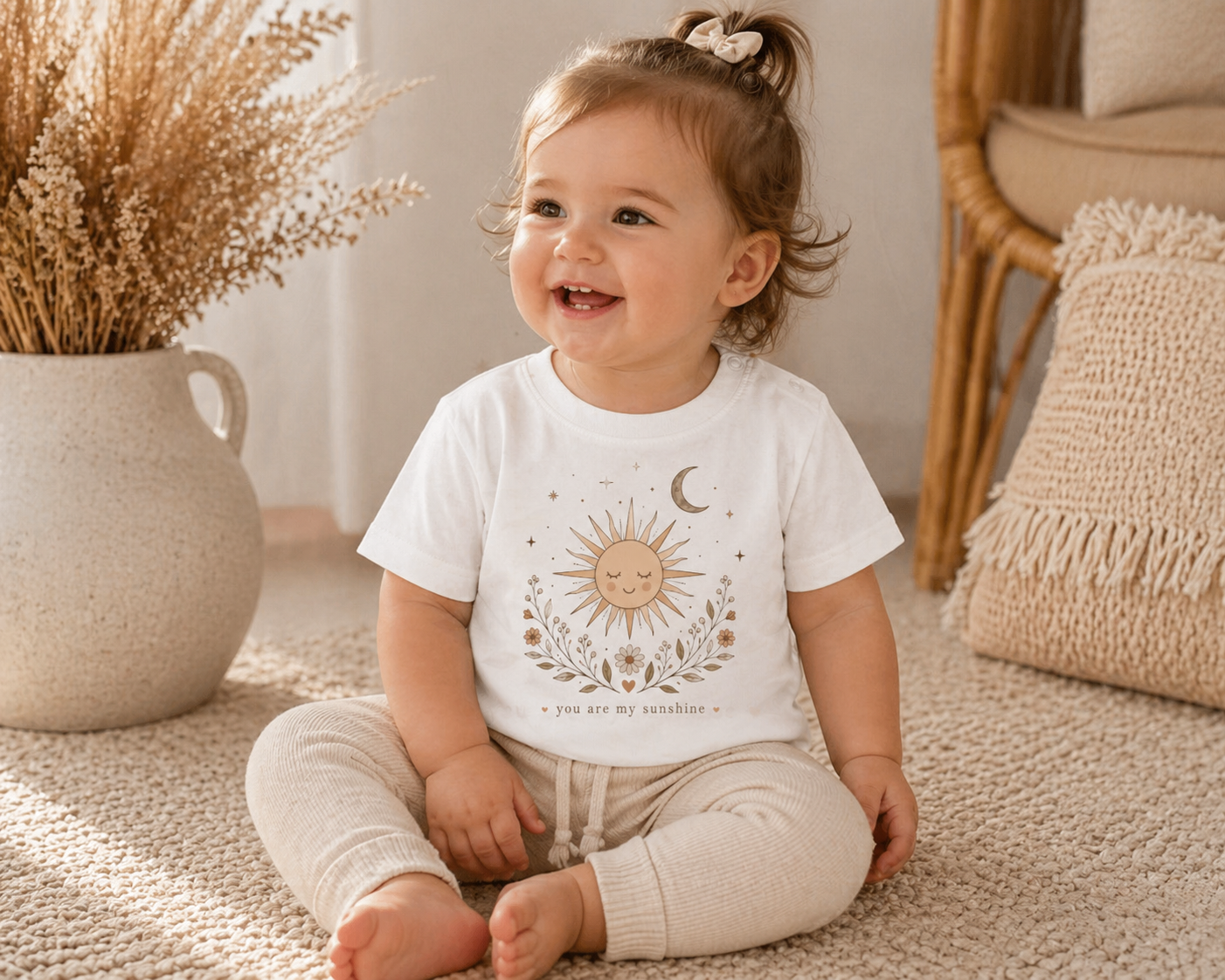 Boho Kinder T-Shirt – Sonne & Mond Design | Baby & Kleinkind Shirt