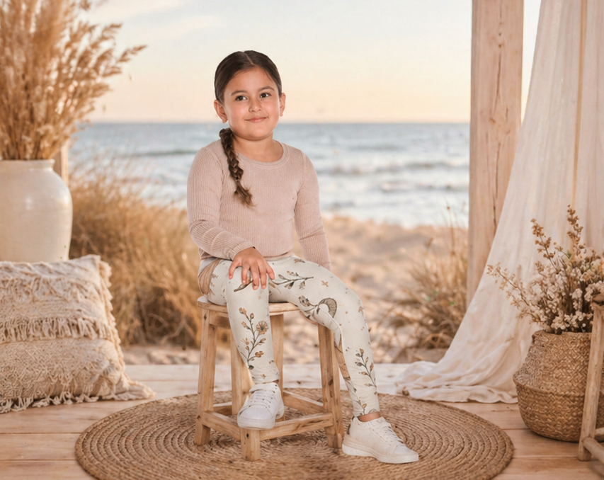 Boho Kinder Leggings – Sonne & Mond Design | Weich & Bequem für Mädchen