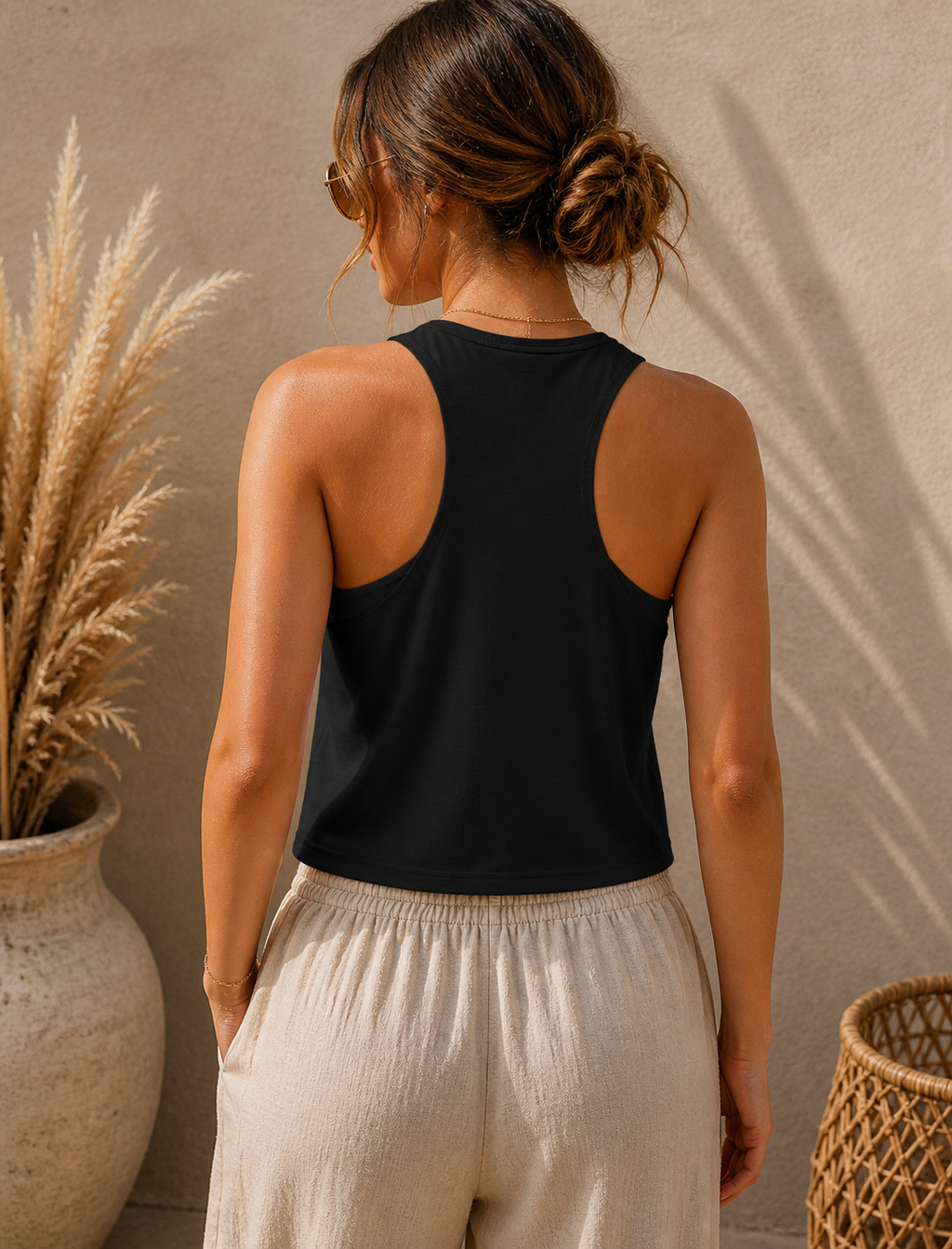 Boho Sunburst Crop Top – Vintage Golden Sun Aesthetic Tank