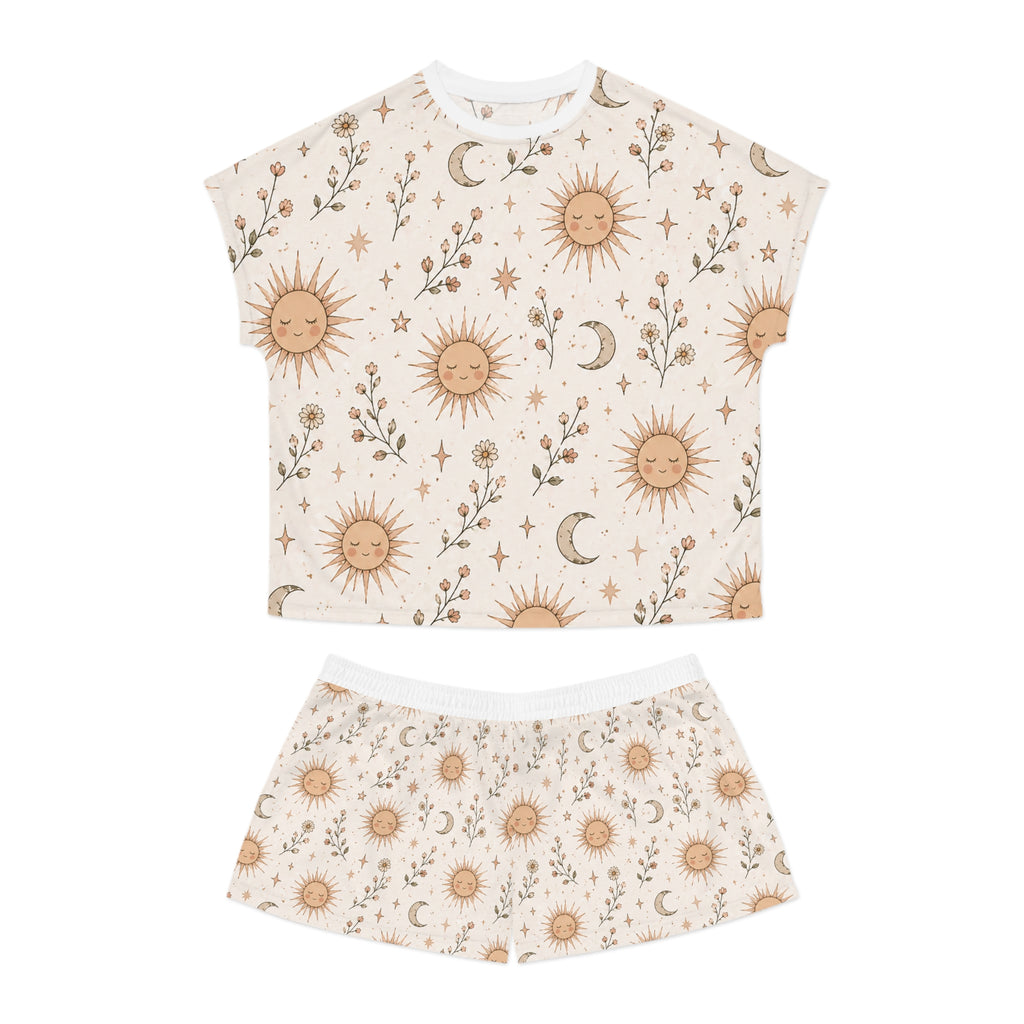 Sun & Moon Floral Women's Pajama Set — Cozy Celestial Sleepwear