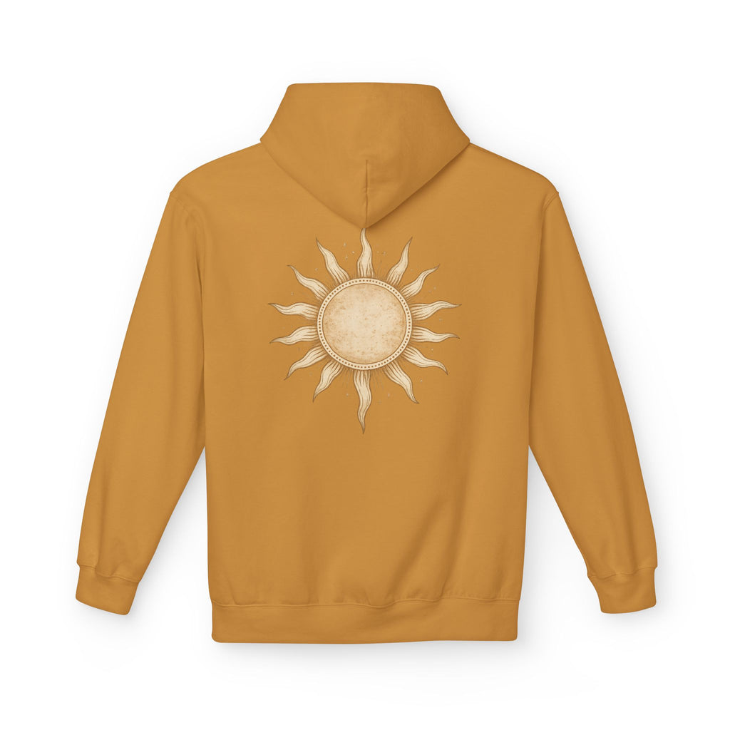 Vintage Sun Illustration Hoodie | Hand-Drawn Celestial Sunback Design