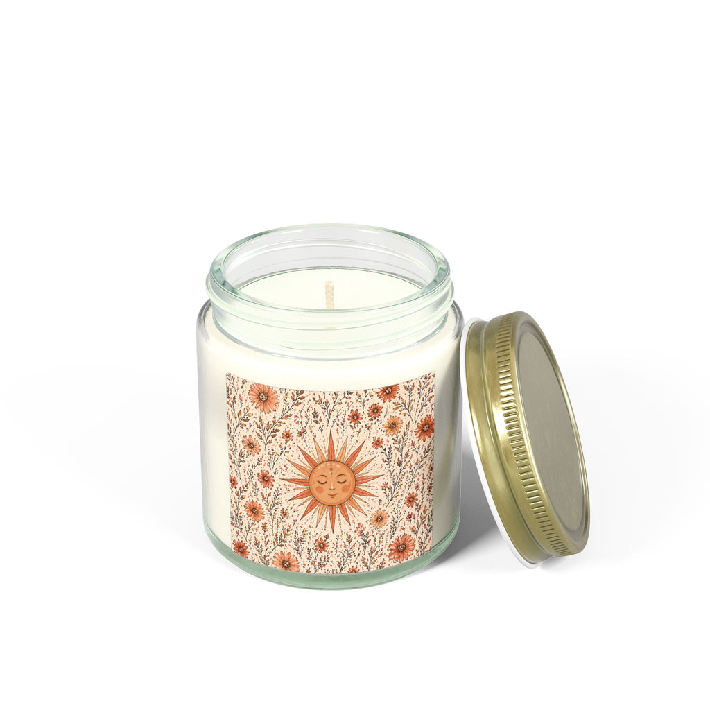 Velour Scented Candle with Sun Motif & Wildflowers