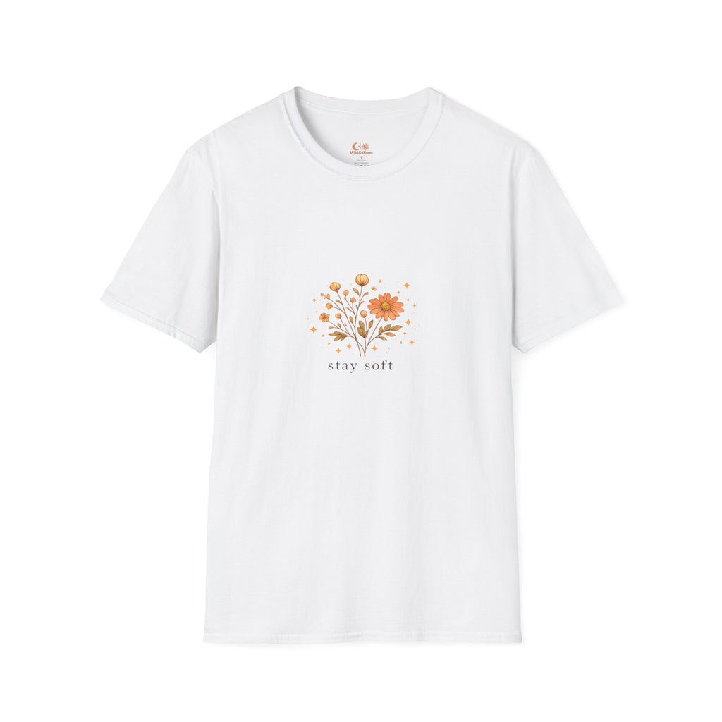 Stay Soft Floral T-Shirt — Minimal Boho Flower Graphic Tee