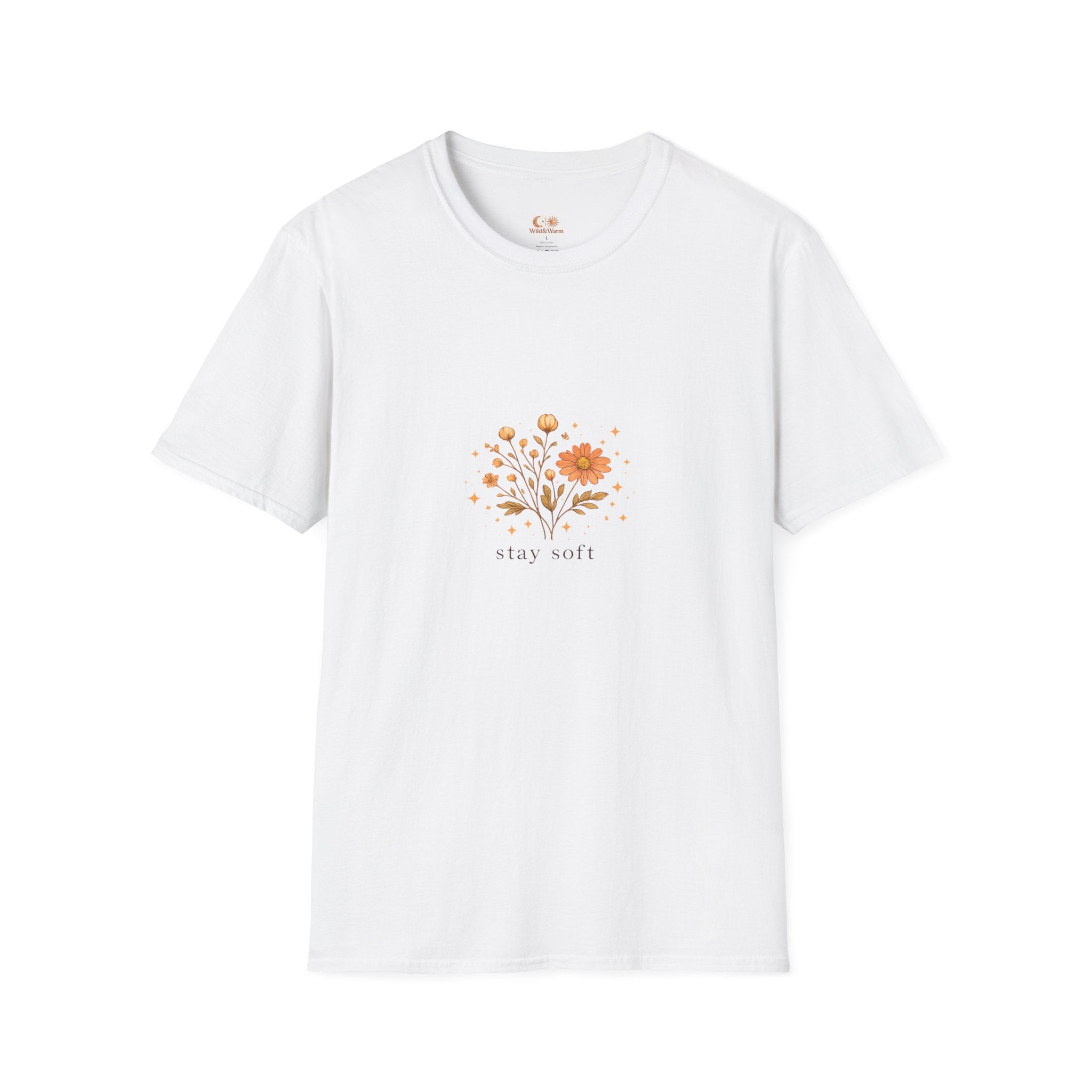 Stay Soft Floral T-Shirt — Minimal Boho Flower Graphic Tee