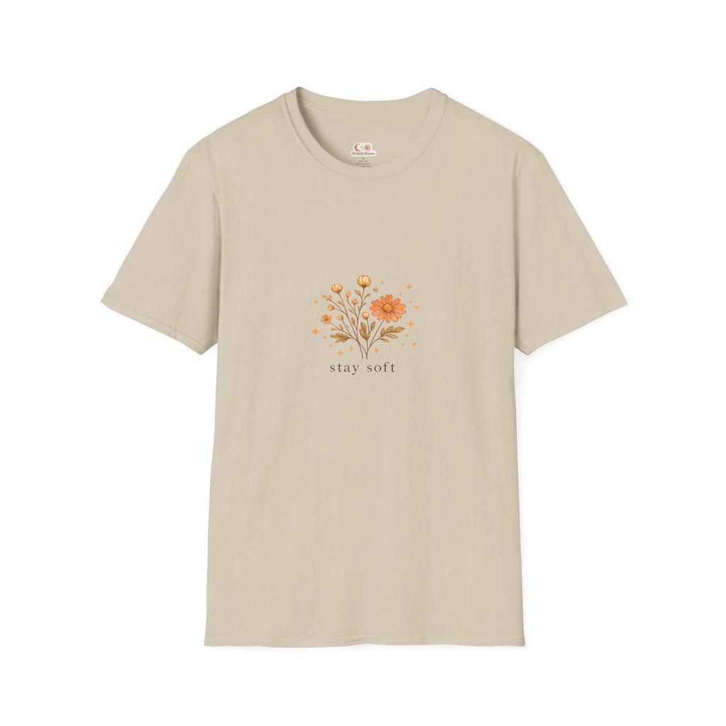 Stay Soft Floral T-Shirt — Minimal Boho Flower Graphic Tee