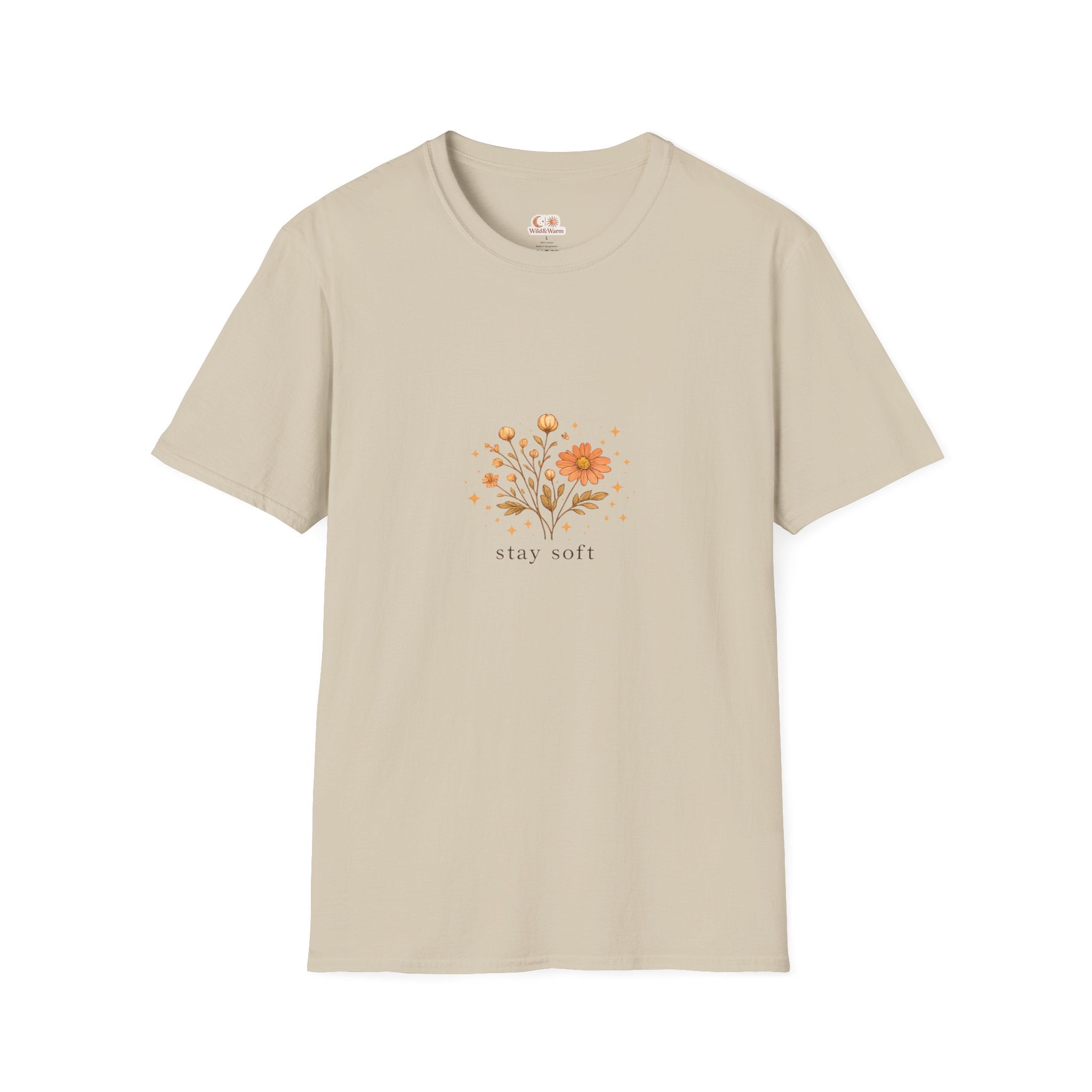 Stay Soft Floral T-Shirt — Minimal Boho Flower Graphic Tee