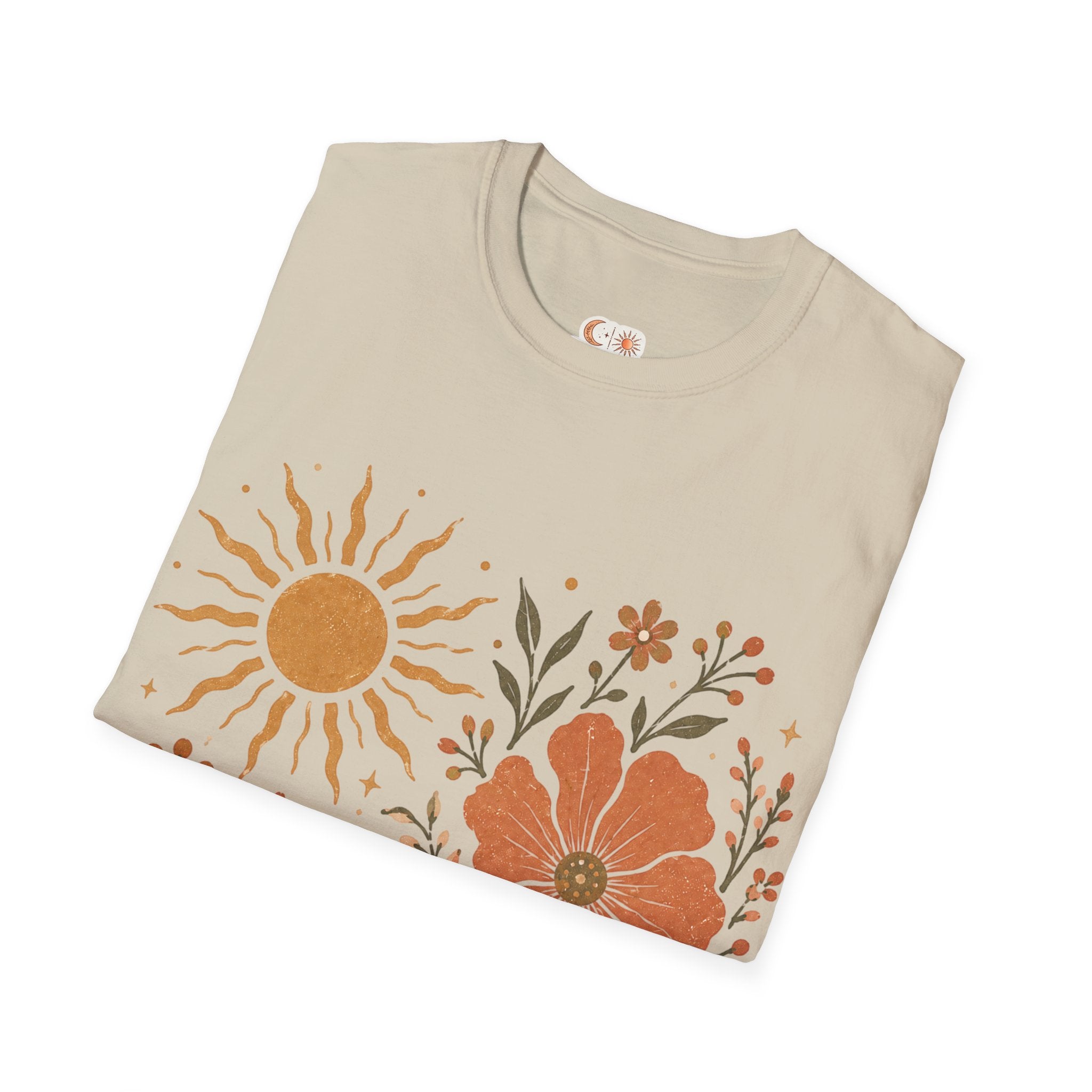 Retro Floral Sun T-Shirt — Boho Vintage Flower Graphic Tee