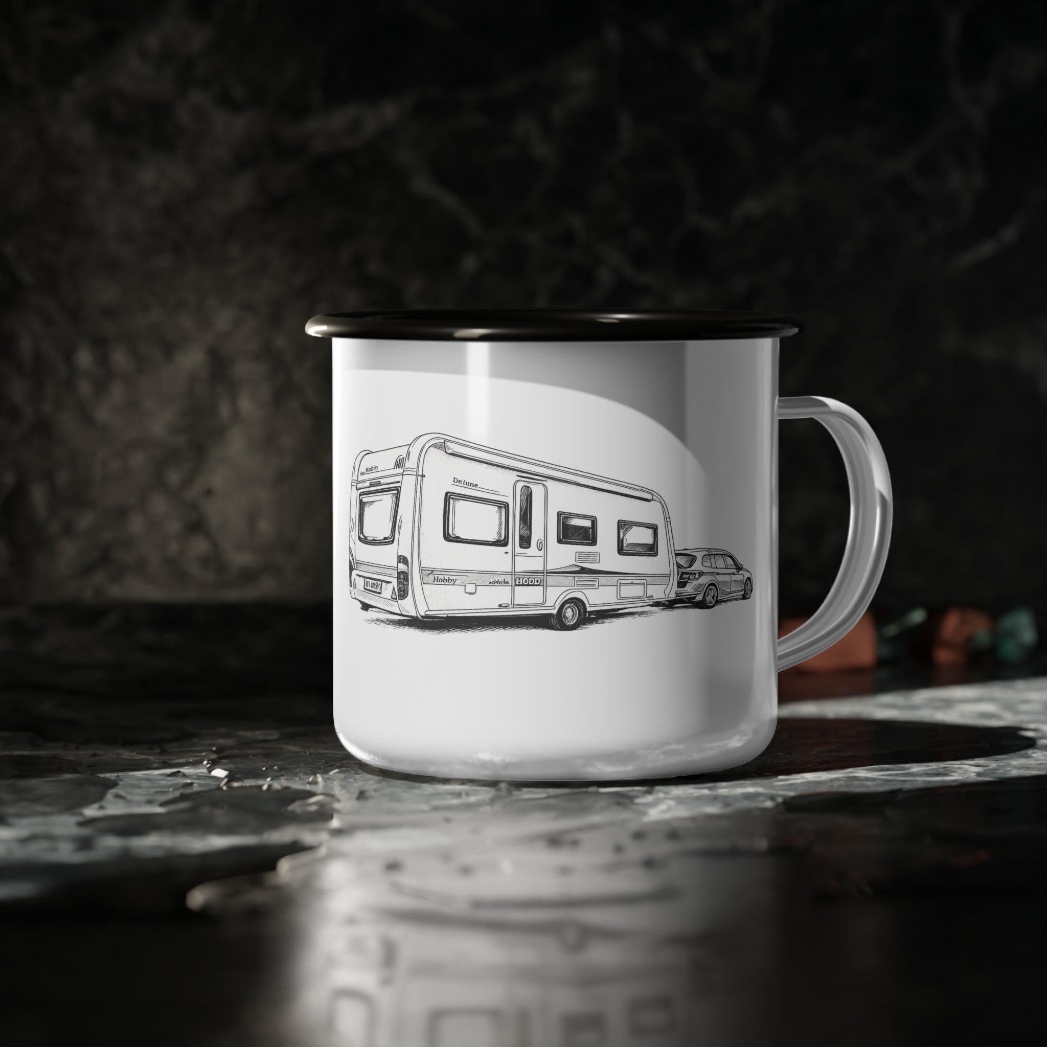 Wild & Warm Emaille-Becher | Personalisierbar für Camping & Abenteuer