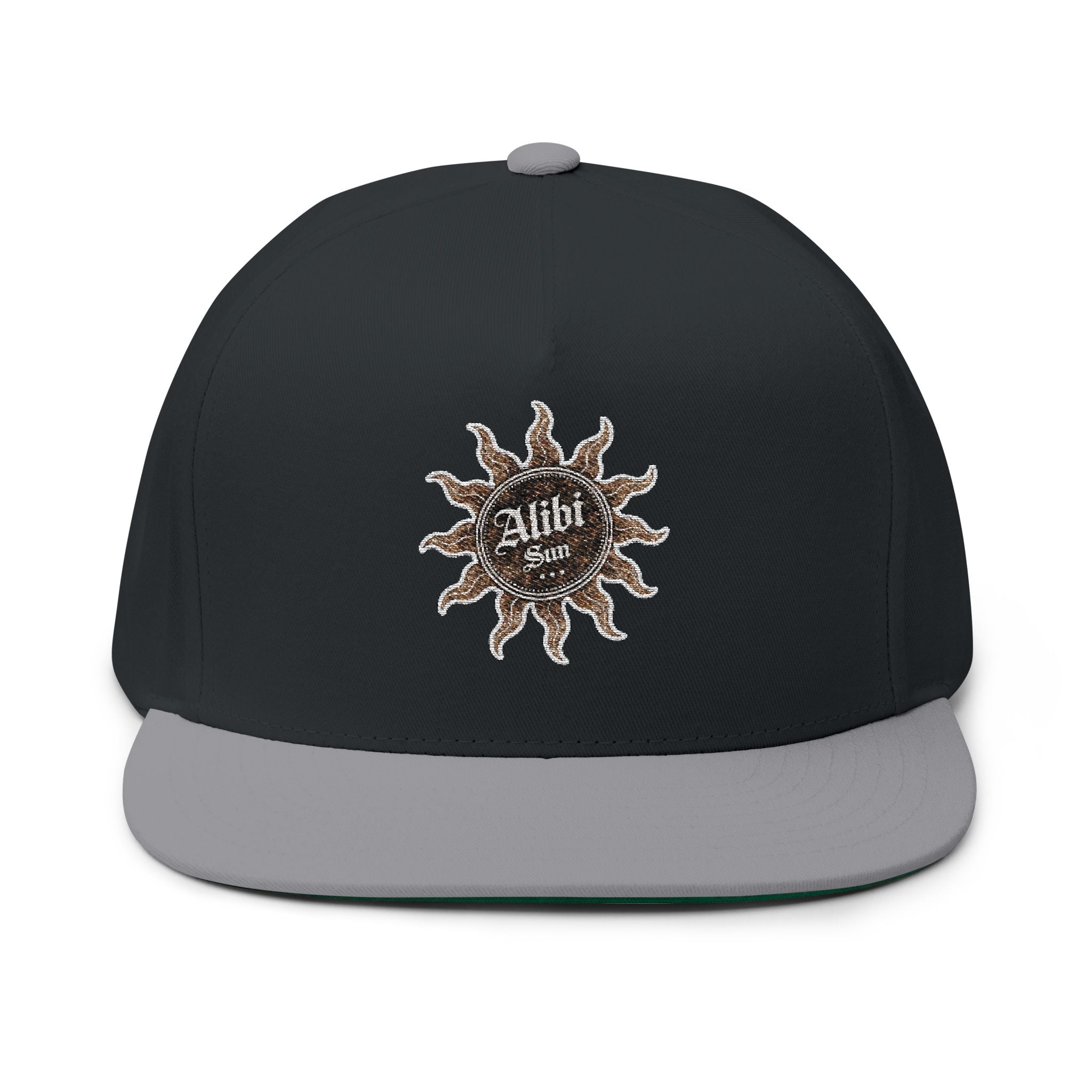 Embroidered Sun Logo Flat Bill Cap – ‘Alibi’ Vintage Surf Style Snapback