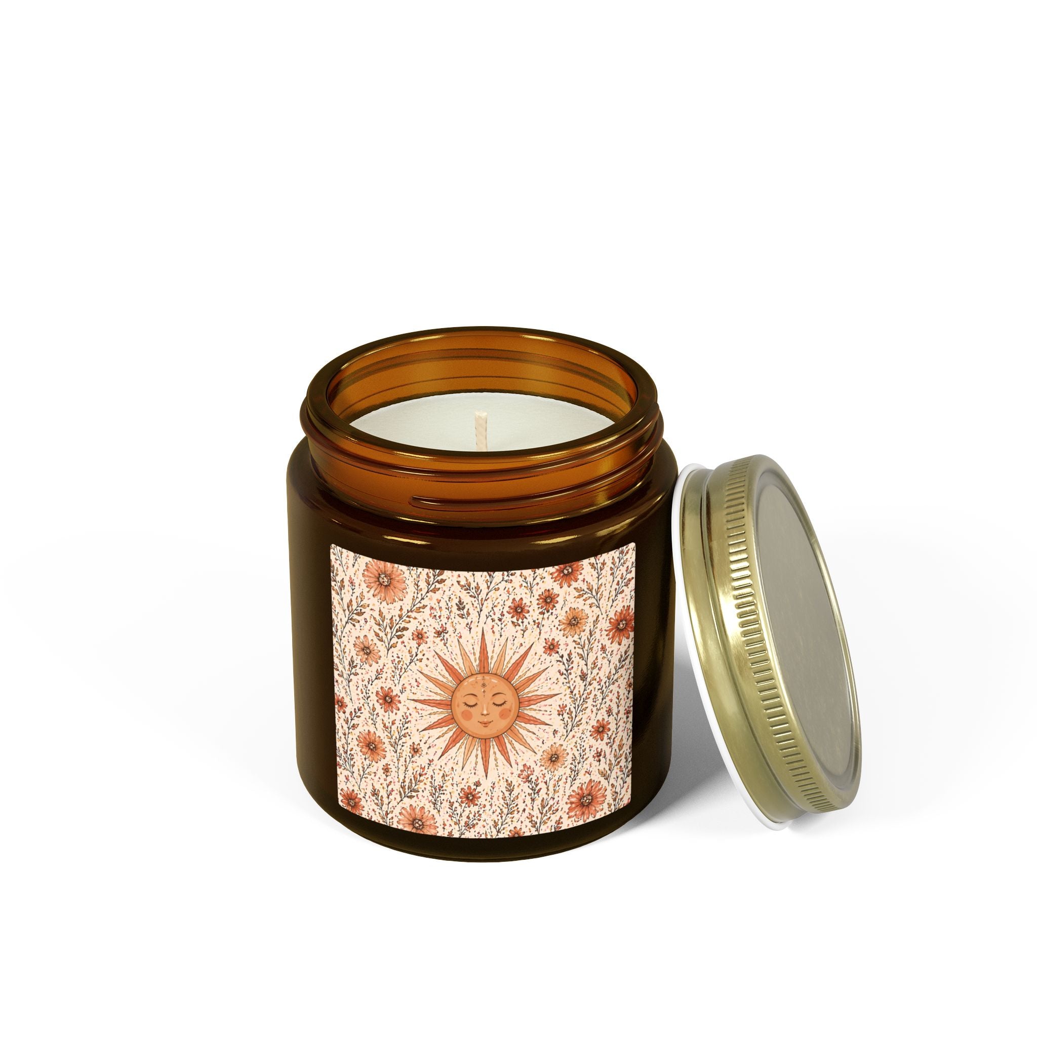 Velour Scented Candle with Sun Motif & Wildflowers
