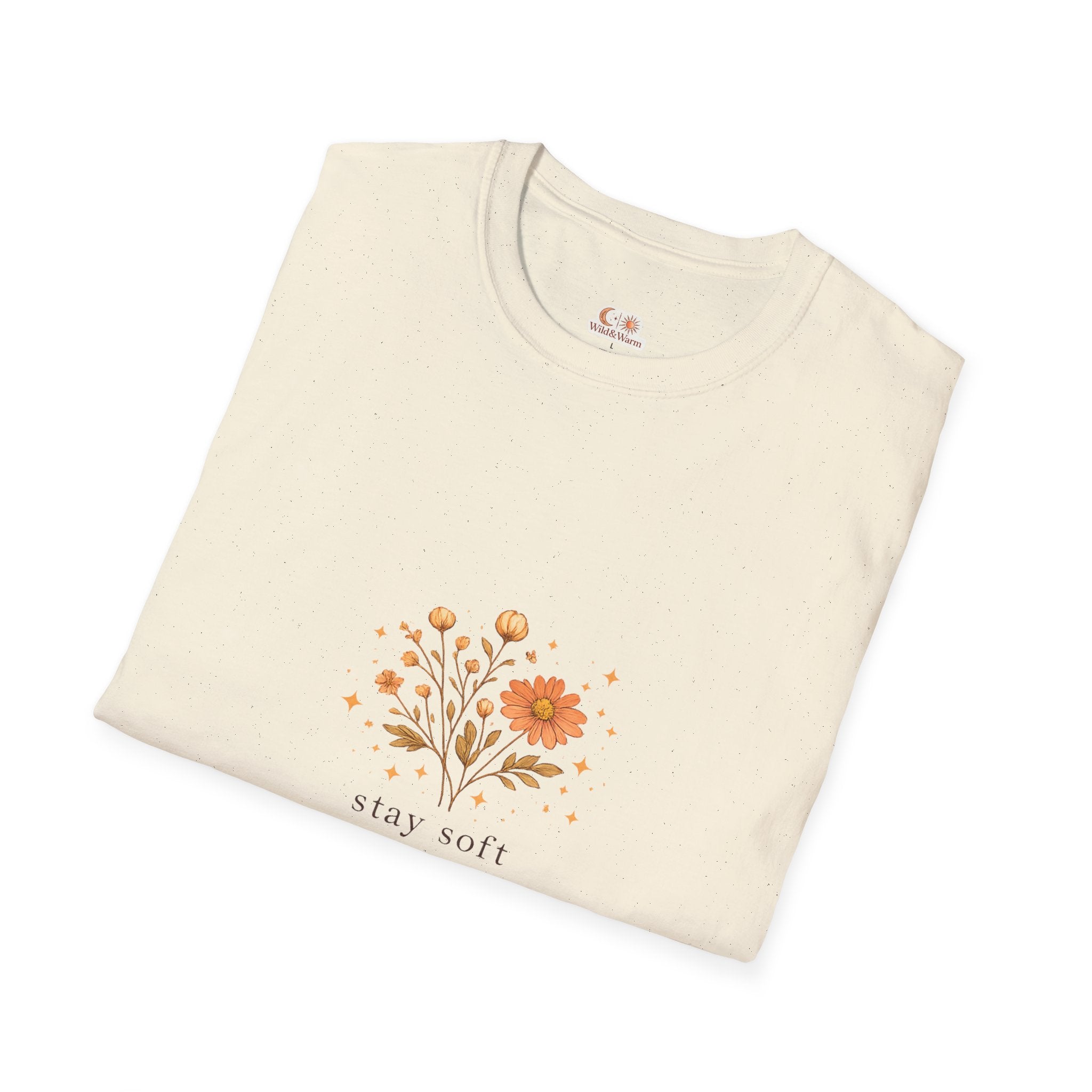 Stay Soft Floral T-Shirt — Minimal Boho Flower Graphic Tee