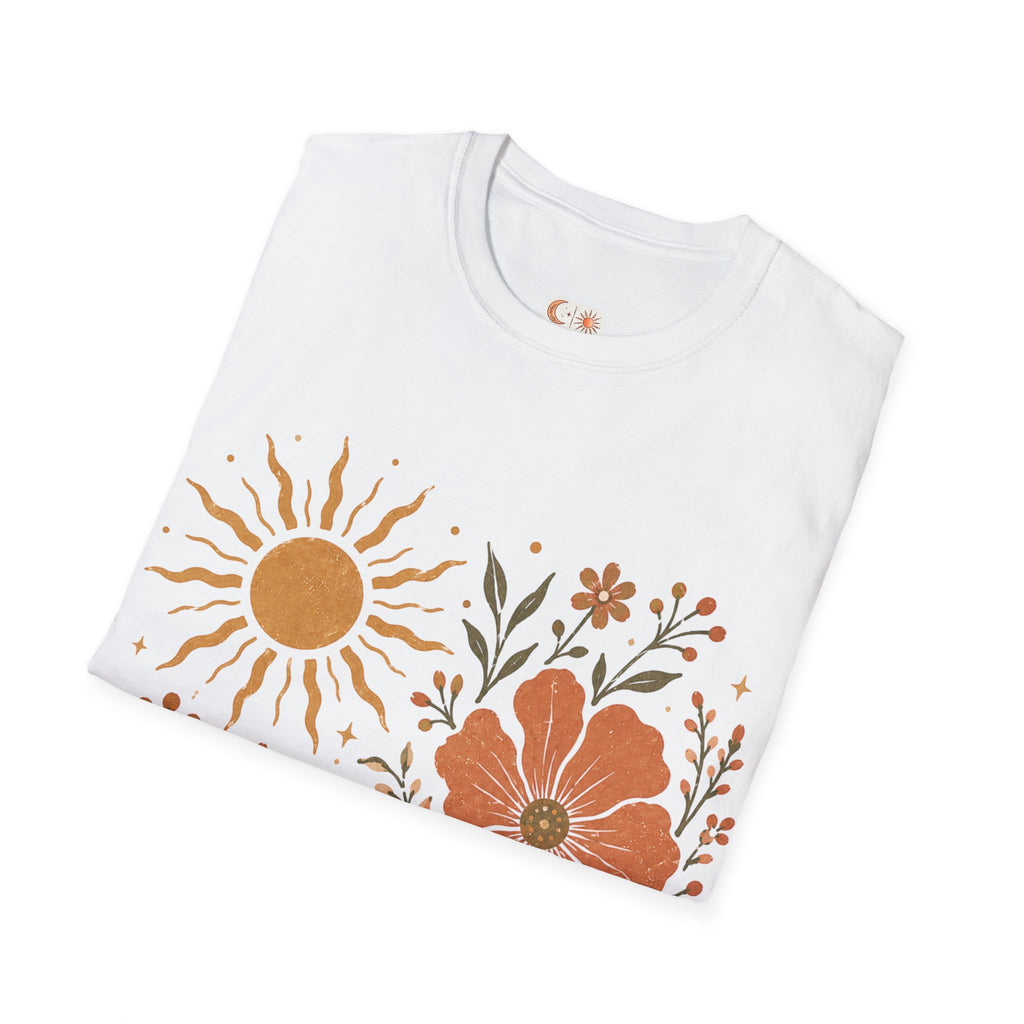 Retro Floral Sun T-Shirt — Boho Vintage Flower Graphic Tee