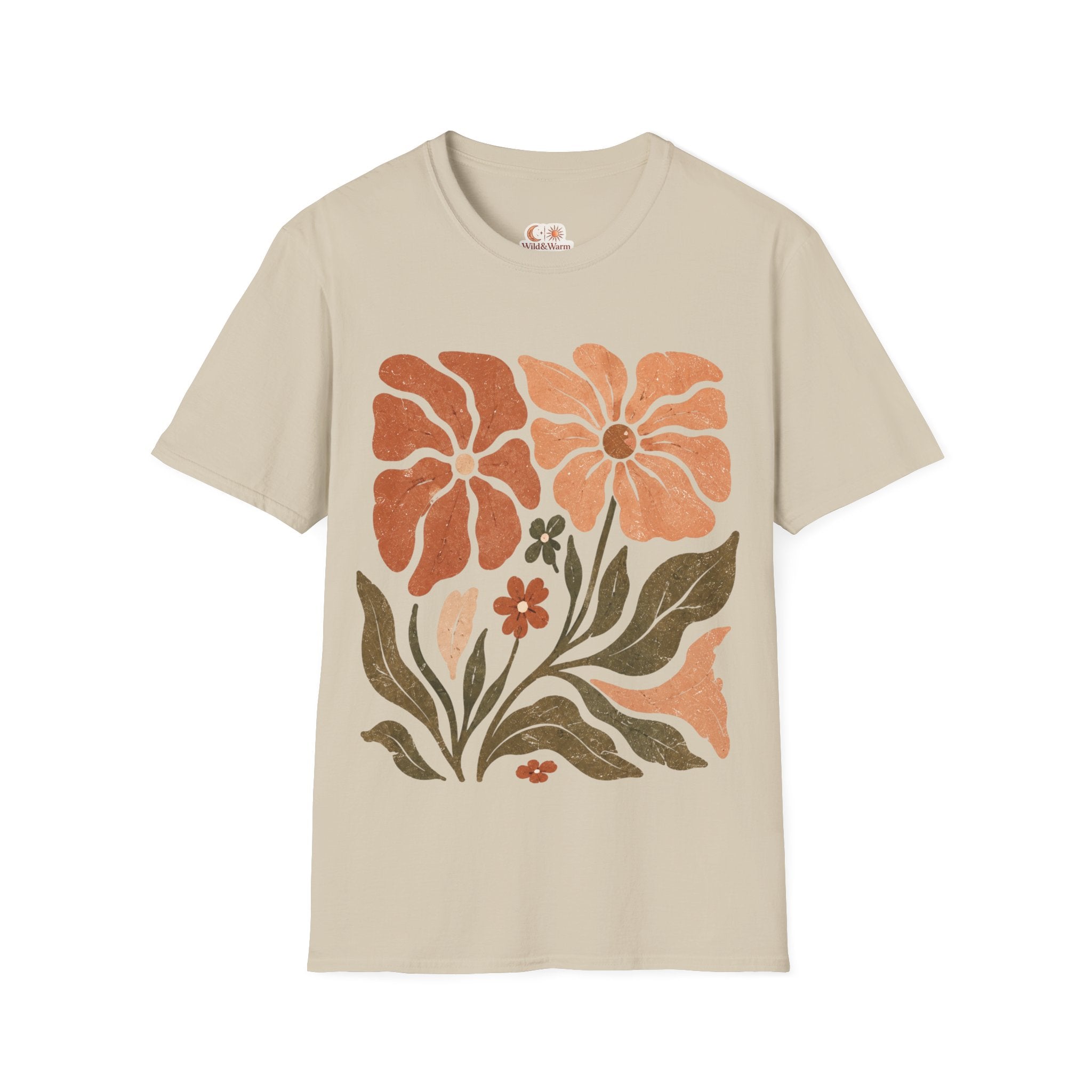 Floral Retro Block Print T-Shirt