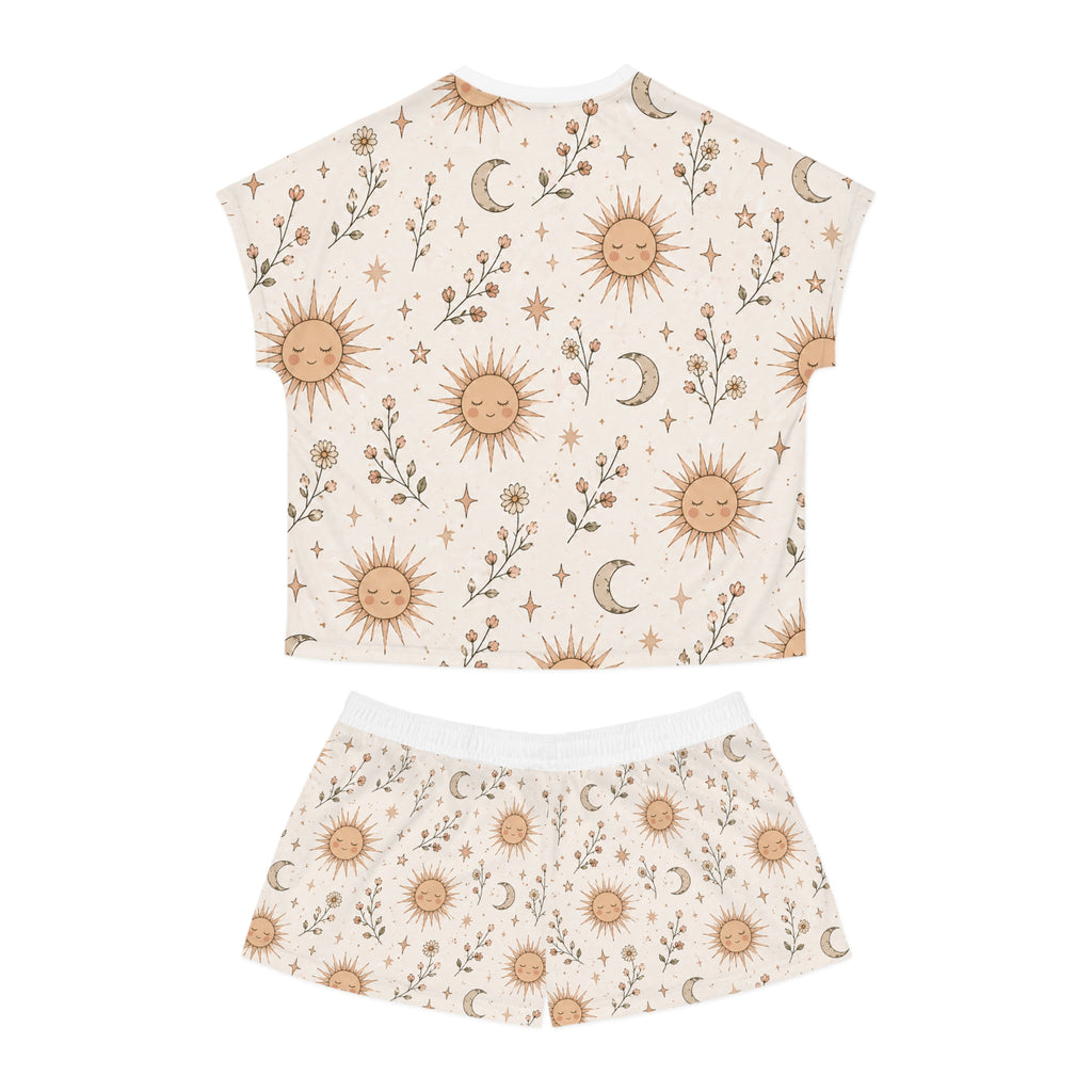 Sun & Moon Floral Women's Pajama Set — Cozy Celestial Sleepwear