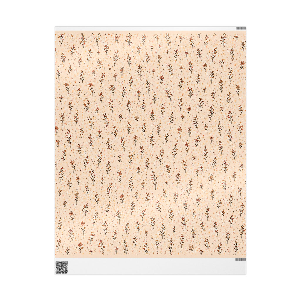 Wrapping Paper with Small Wildflowers | Floral Gift Wrap, Peach Botanical Print